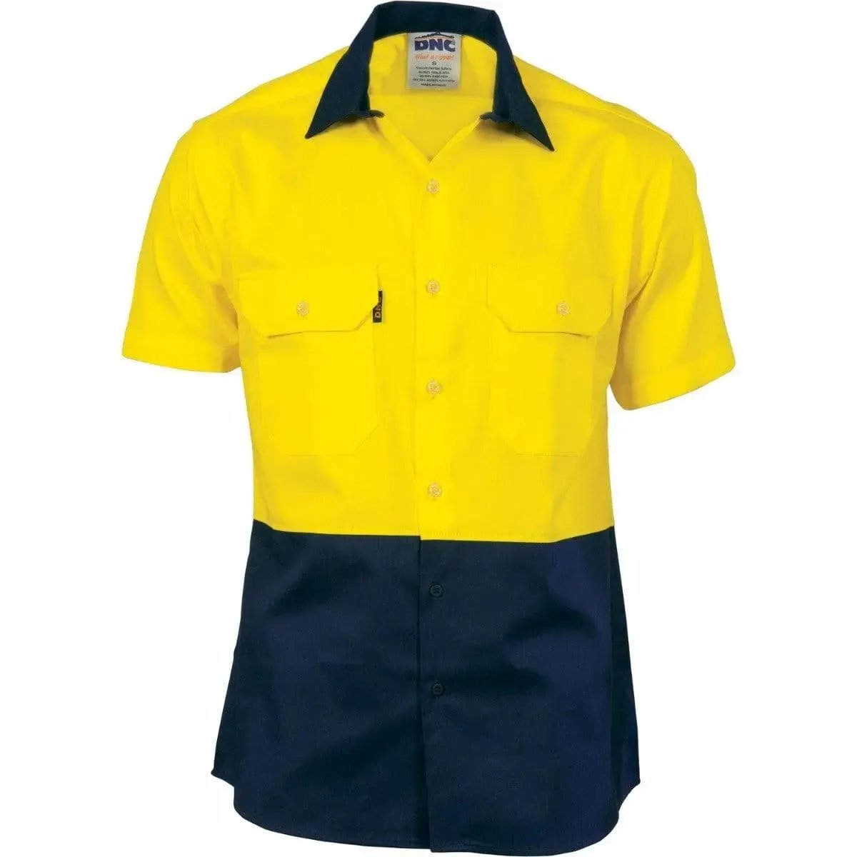 Dnc Workwear Hi-vis 2 Tone Cool-breeze Short Sleeve Cotton Shirt - 3839
